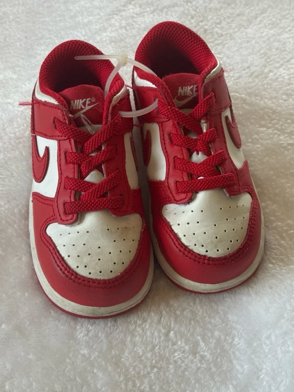 Nike Kids Red and White Lace-Up Sneakers